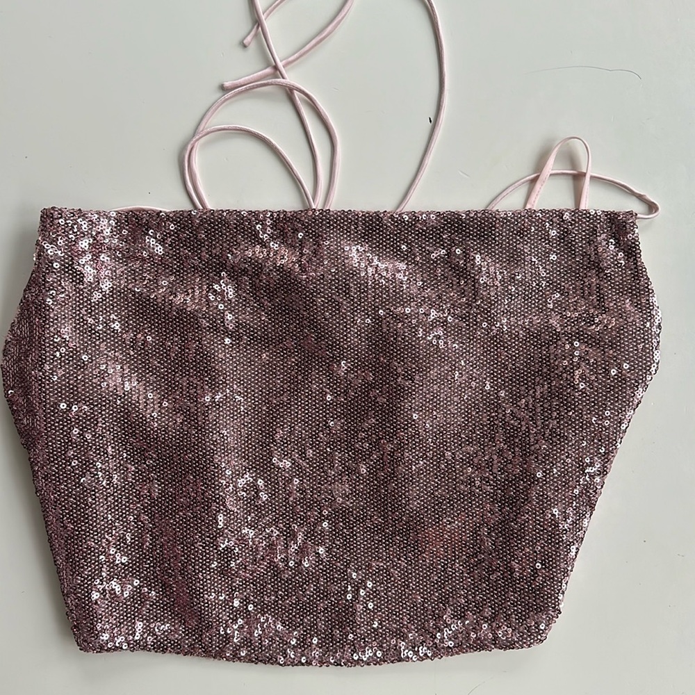 Cinq a sept sequin corset back top